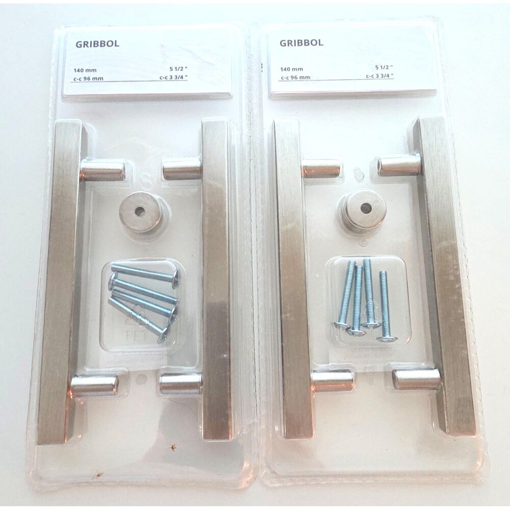 Ikea Gribbol Handle Pulls 2 Packs Of 2 Silver Tone 5 1/2" / 140mm.  204.963.06